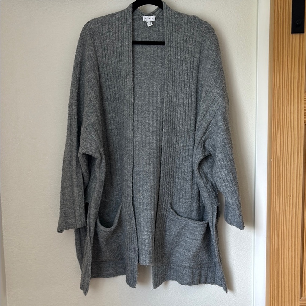 Topshop Cozy Gray Open-Front Sweater